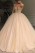 Ball Gown V-neck Sleeveless Floor-Length Tulle Beading Prom Dresses GJS010
